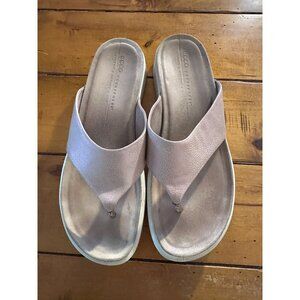 Ecco Womens Leather Platform Sandals Beige Size 11-11.5 US